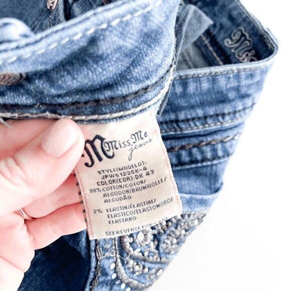 Miss Me Womens Rhinestone Embroidery JPW5123SK Skinny Jeans Size 28 - Picture 8 of 12